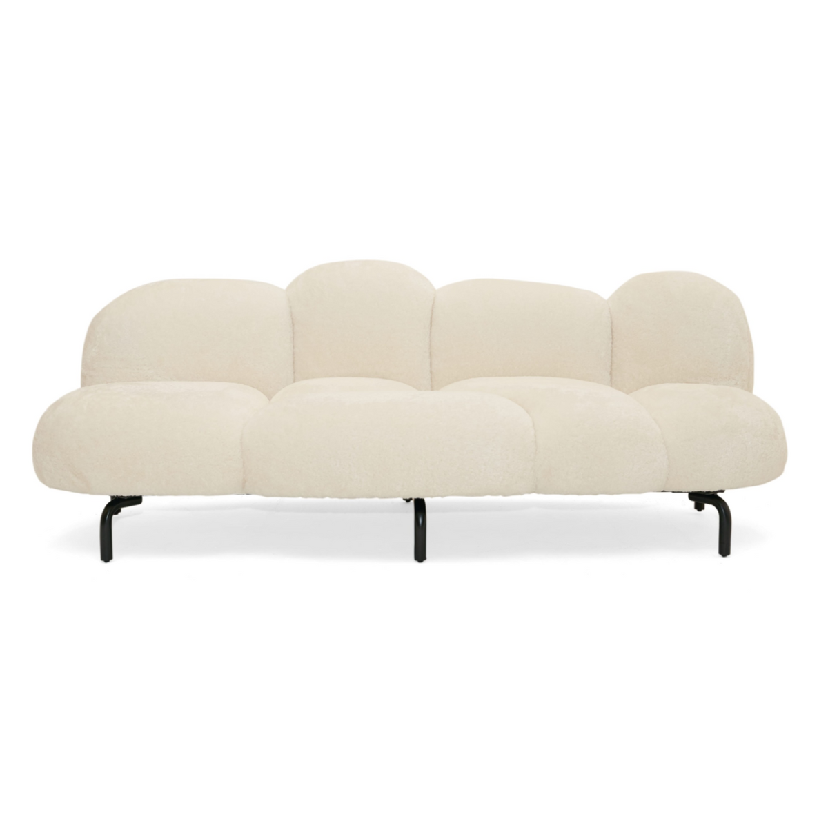 Glaster Contemporary White Sherpa 88" Bubble Sofa