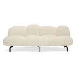 Glaster Contemporary White Sherpa 88" Bubble Sofa