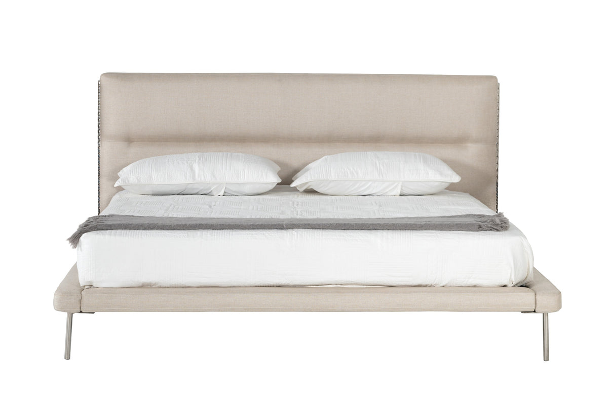 Mielcasa | Beige Modrest Bergeron Contemporary Cream Woven Fabric Bed | SKU VGODZW-20107-WHT-BED | MPN: 79160|79161 | Free Delivery & Free Return