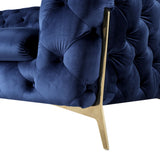 Quincey Transitional Blue Velvet Loveseat