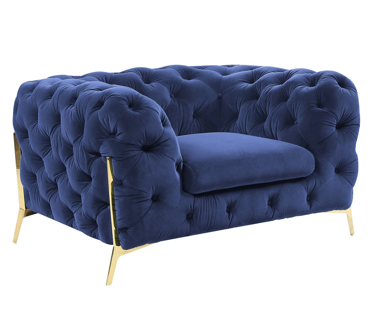 Quincey Transitional Blue Velvet Chair