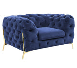 Quincey Transitional Blue Velvet Chair