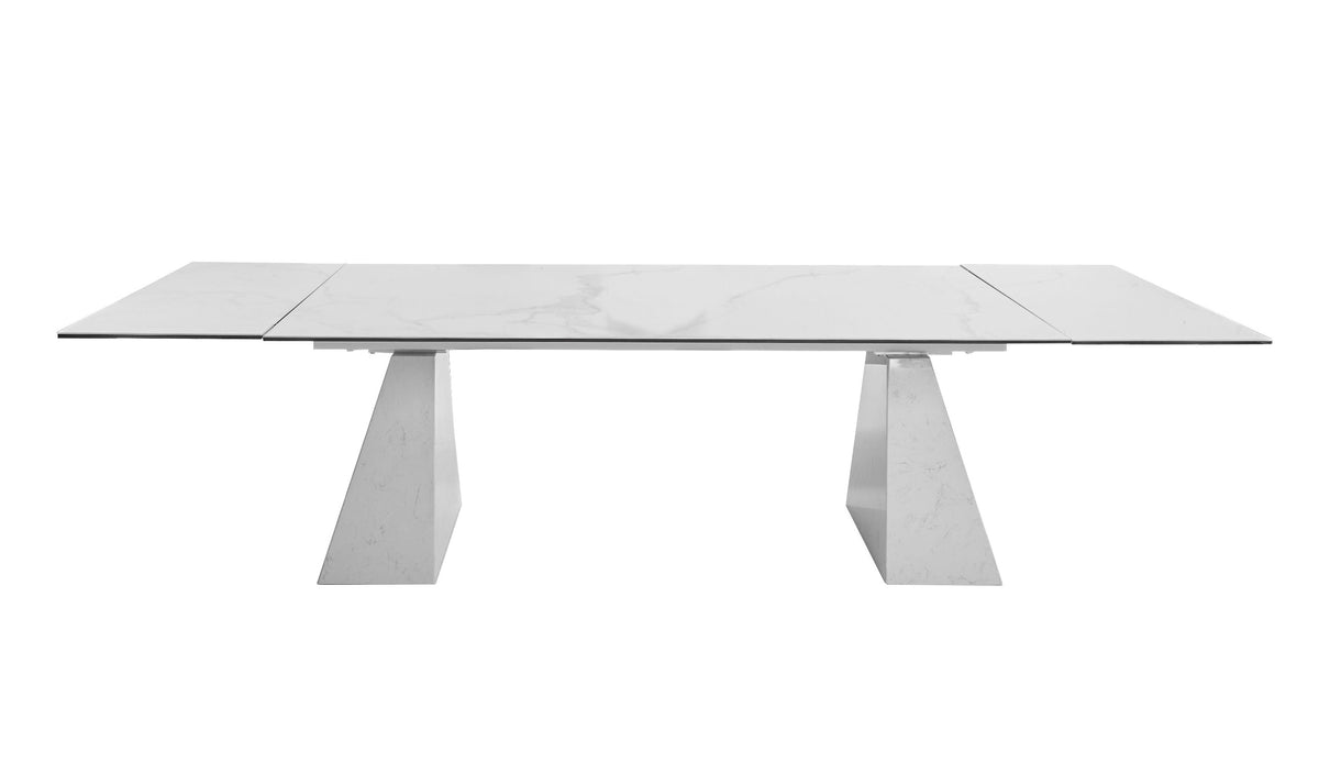 Mielcasa | White Modrest Latrobe Modern White Ceramic Quartz 118" Extendable Dining Table | SKU VGYFDT8765-5C-WHT-DT | MPN: 79214 | Free Delivery & Free Return