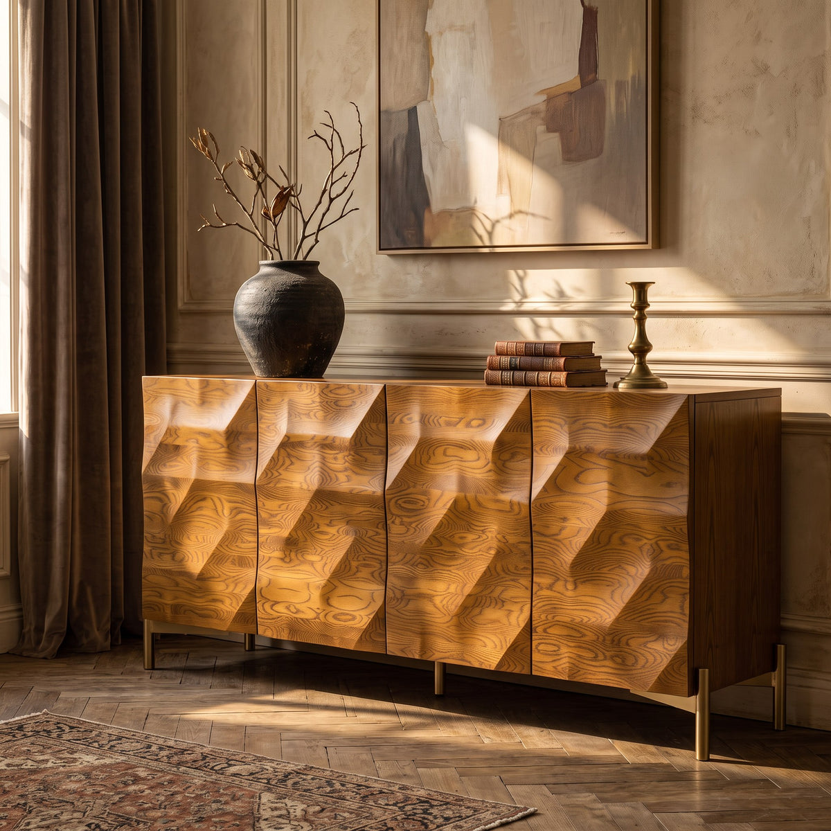 Killeen Modern Gold + Walnut Buffet