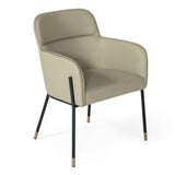 Brady Modern Black Metal + Greige Vegan Leather Dining Chair