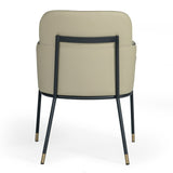 Brady Modern Black Metal + Greige Vegan Leather Dining Chair