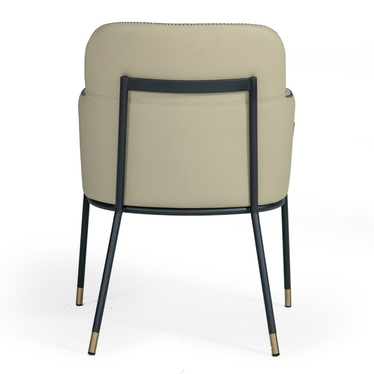 Brady Modern Black Metal + Greige Vegan Leather Dining Chair