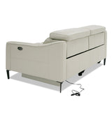 Eden Modern Grey Leather Loveseat with 2 Recliners