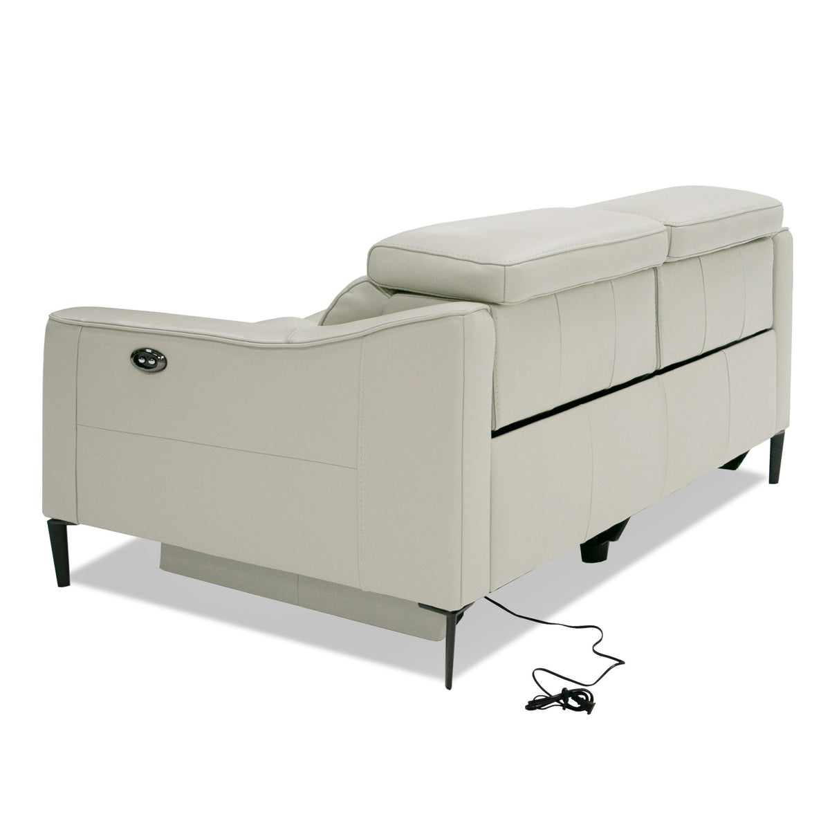 Eden Modern Grey Leather Loveseat with 2 Recliners