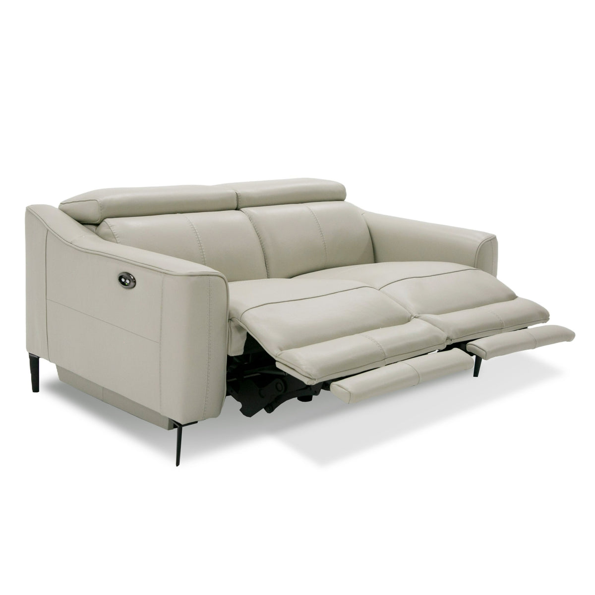 Eden Modern Grey Leather Loveseat with 2 Recliners
