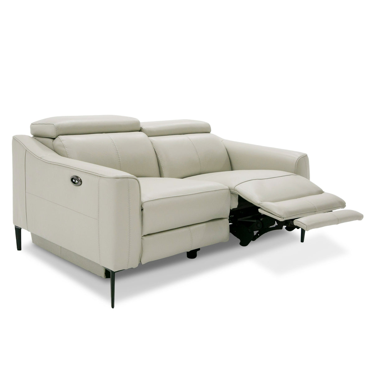 Eden Modern Grey Leather Loveseat with 2 Recliners