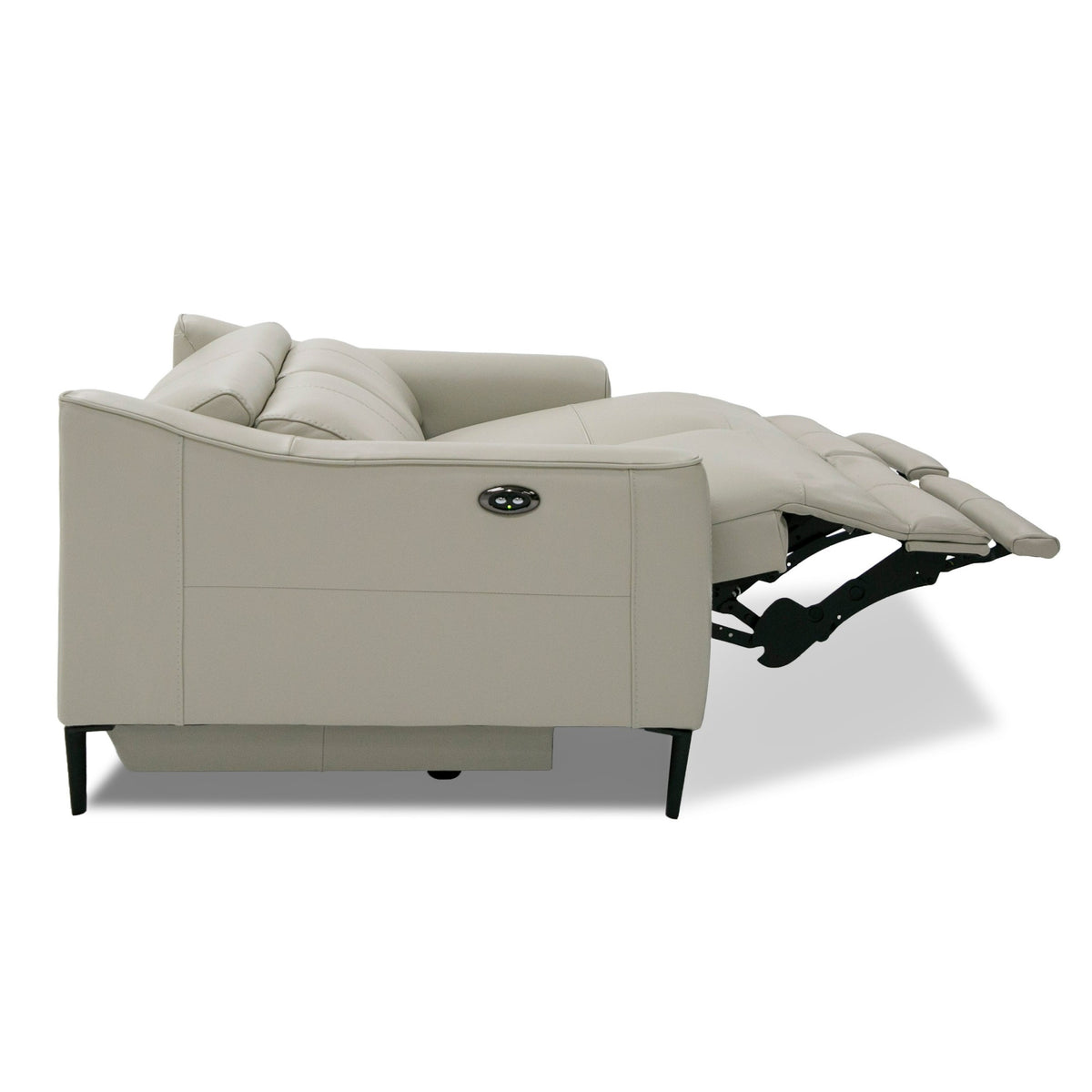 Eden Modern Grey Leather Loveseat with 2 Recliners