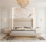Sterling Modern Beige + Gold Bed + Nightstands