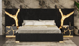 Aspen Modern Black + Gold Bed + Nightstands