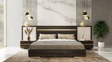 Velondra Modern Eucalypto + Marble Bed with Two Nightstands