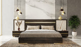 Velondra Modern Eucalypto + Marble Bed with Two Nightstands