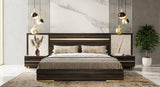 Velondra Modern Eucalypto + Marble Bed with Two Nightstands