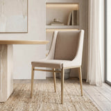 Mimi Contemporary Beige + Brass Dining Chair (Set of 2)