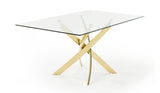 Pyrite Modern Glass and Gold Dining Table