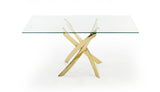 Pyrite Modern Glass and Gold Dining Table