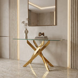 Pyrite Modern Glass and Gold Console Table