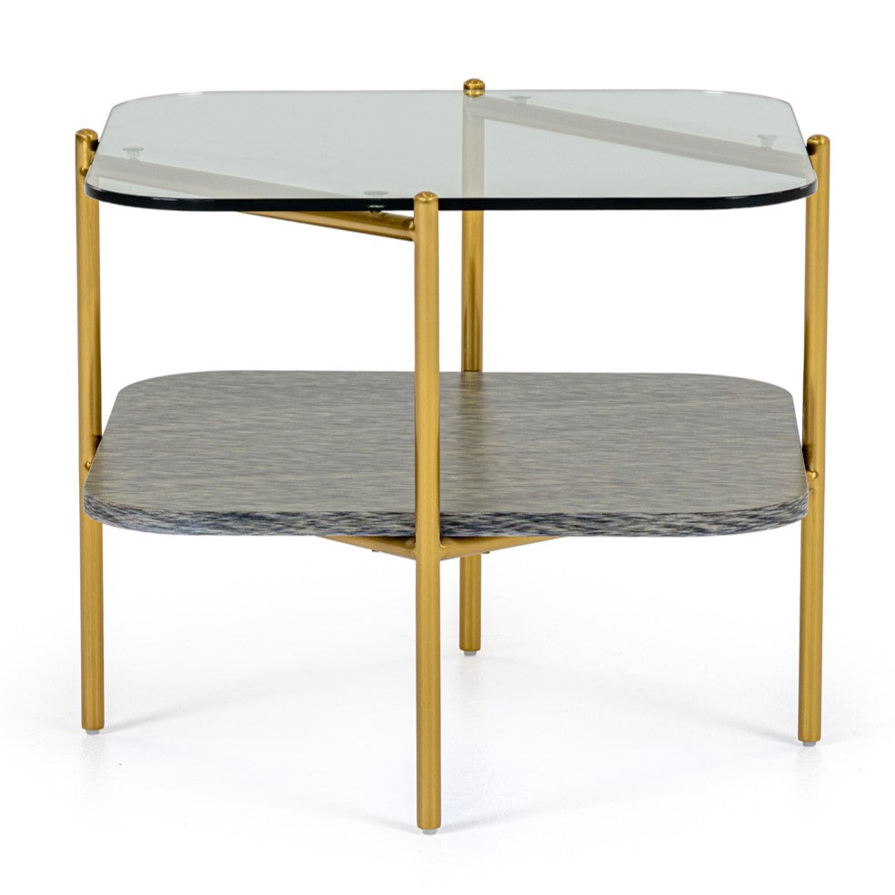 Cari Glam Gold + Glass End Table