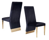 Keisha Modern Black Velvet and Gold Dining Chair Set of 2