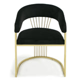 Linda Modern Black Velvet and Gold Dining Chair
