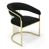 Linda Modern Black Velvet and Gold Dining Chair