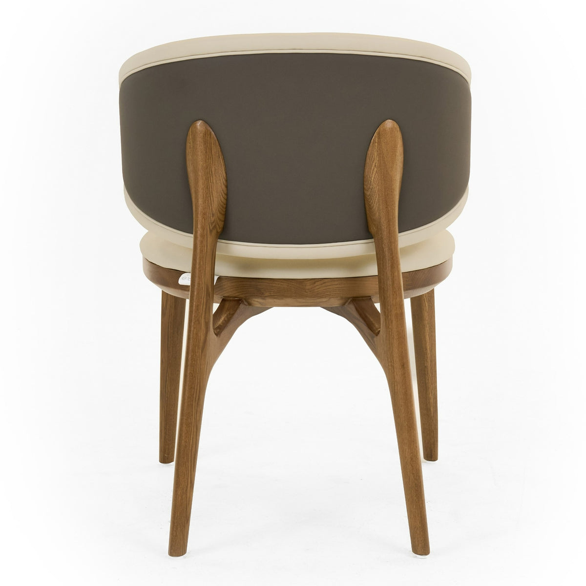 Chance Contemporary Cream and Brown Leatherette Walnut Dining Chair