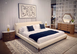 Chelton Contemporary White Ceramic & Walnut Dresser