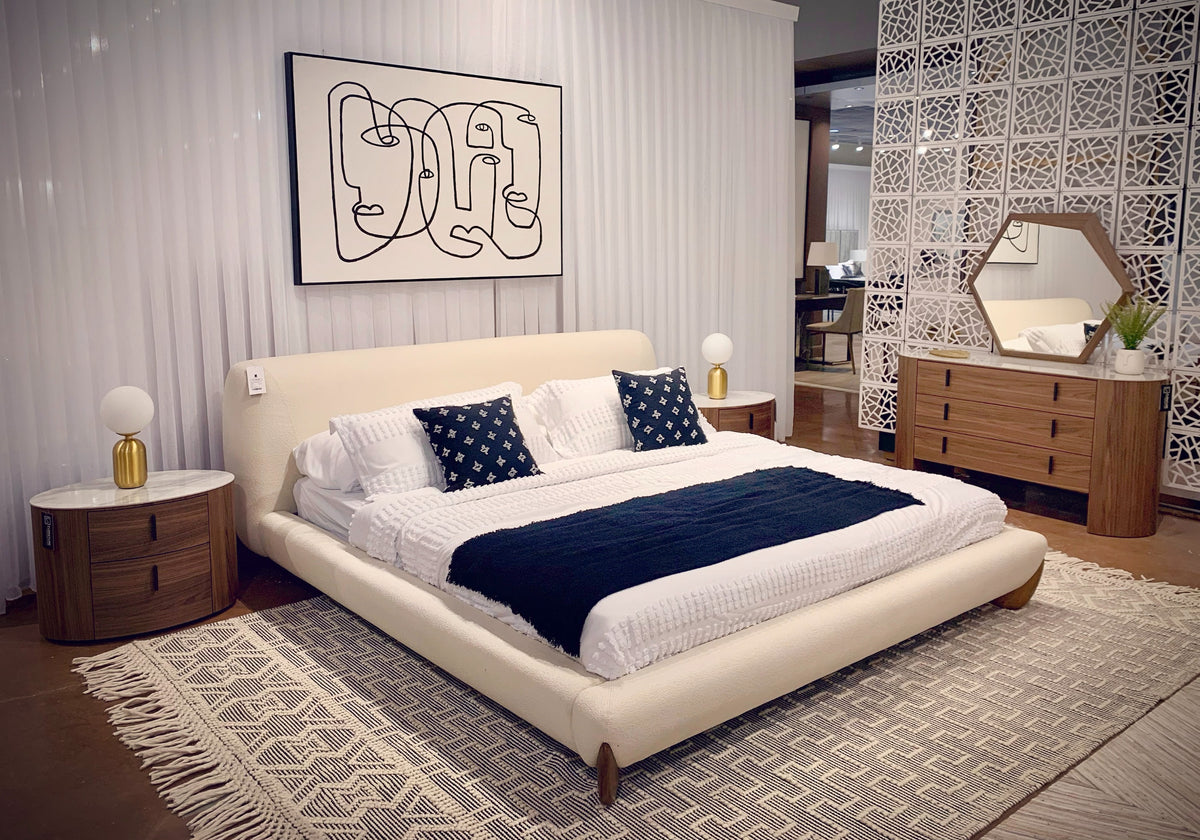 Chelton Contemporary White Ceramic & Walnut Dresser
