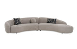 Allis Glam Grey and Black Fabric Curved Sectional Sofa