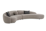 Allis Glam Grey and Black Fabric Curved Sectional Sofa