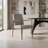 Burnham Modern Light Grey & Brass Arm Dining Chair