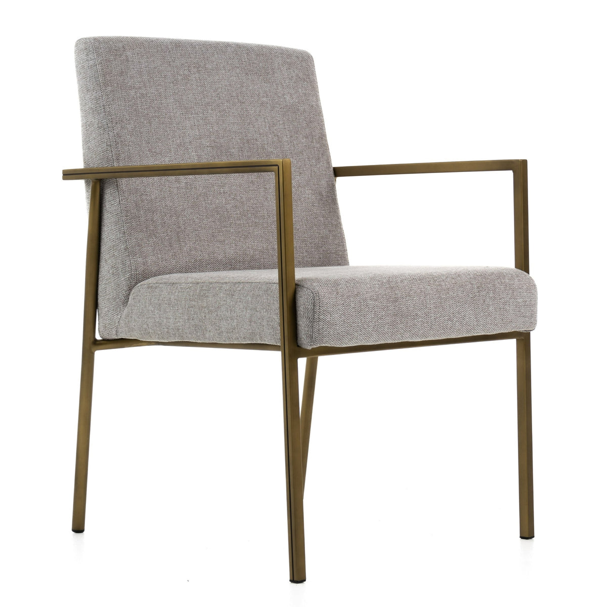 Burnham Modern Light Grey & Brass Arm Dining Chair