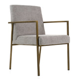 Burnham Modern Light Grey & Brass Arm Dining Chair