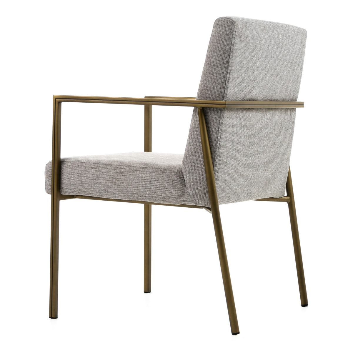 Burnham Modern Light Grey & Brass Arm Dining Chair