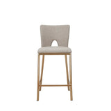 Burton Contemporary Beige + Brass Counter Stool Set of Two