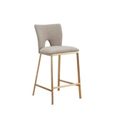 Burton Contemporary Beige + Brass Counter Stool Set of Two