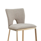 Burton Contemporary Beige + Brass Counter Stool Set of Two