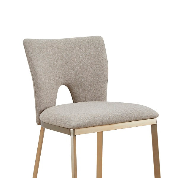 Burton Contemporary Beige + Brass Counter Stool Set of Two