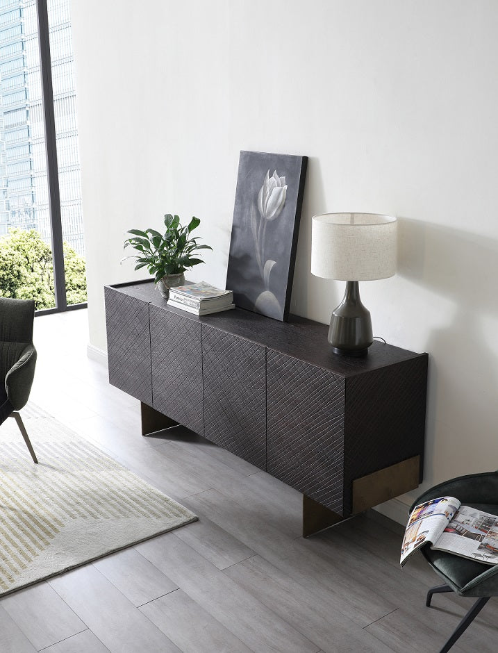 Gerald- Modern Brown Ash and Antique Cooper Buffet