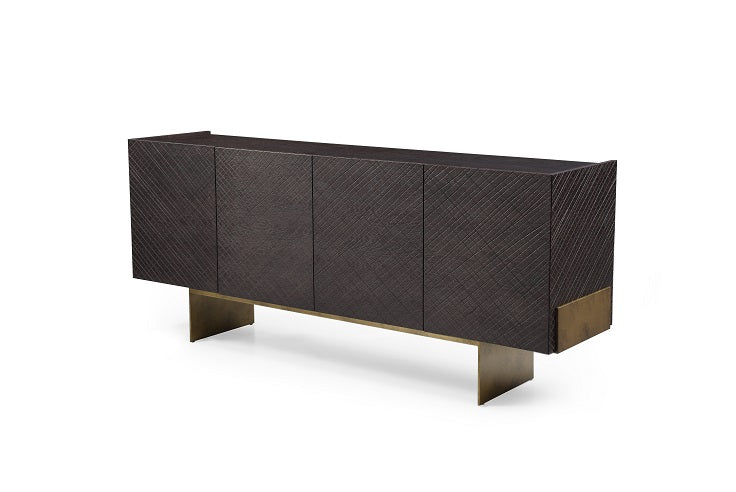 Gerald- Modern Brown Ash and Antique Cooper Buffet