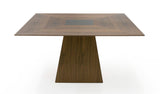 Cora- Modern Walnut and Black Tempered Glass Dining Table
