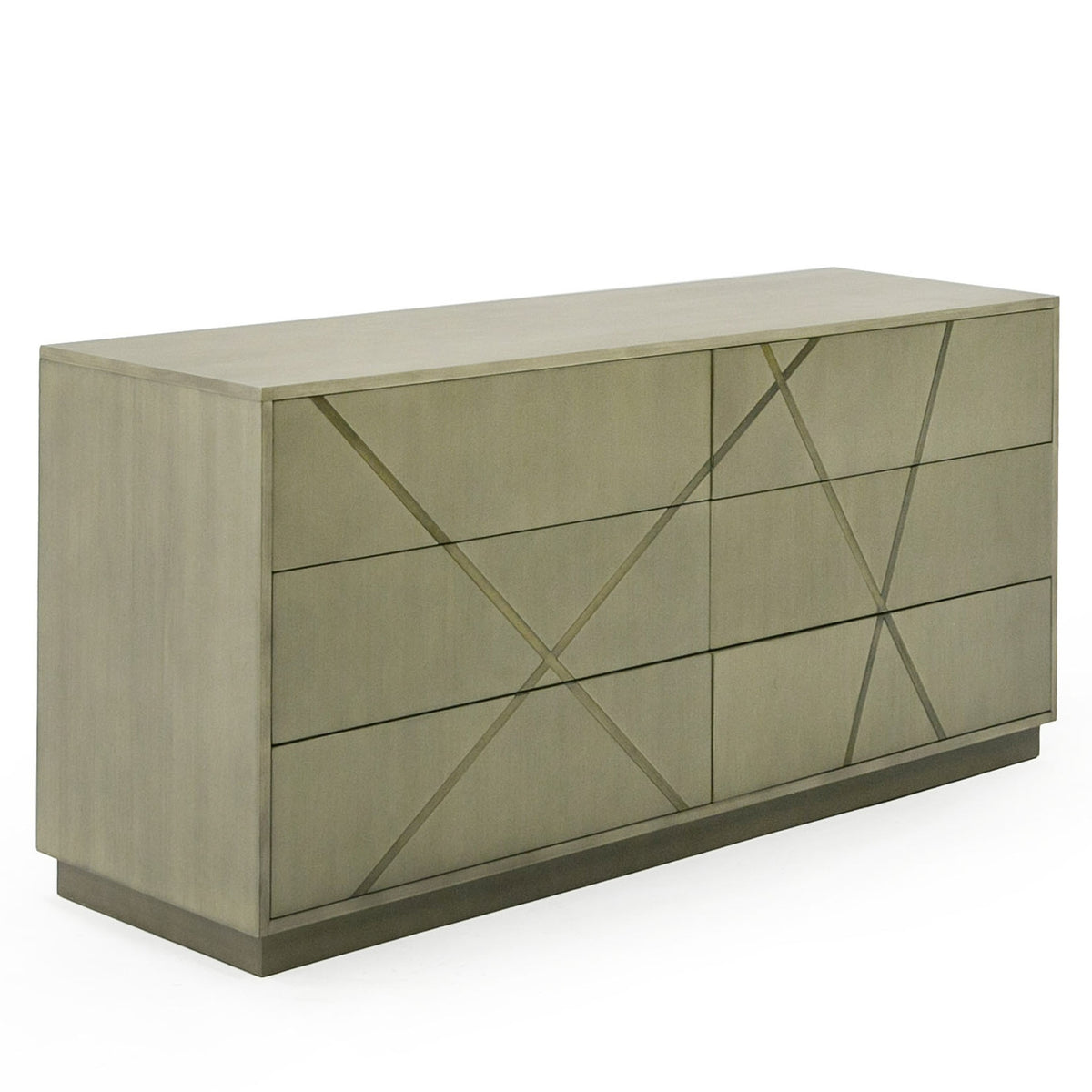 Nixa Modern Wide Birch + Brushed Bronze Dresser