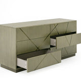 Nixa Modern Wide Birch + Brushed Bronze Dresser