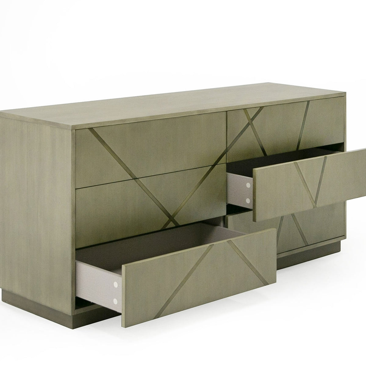 Nixa Modern Wide Birch + Brushed Bronze Dresser