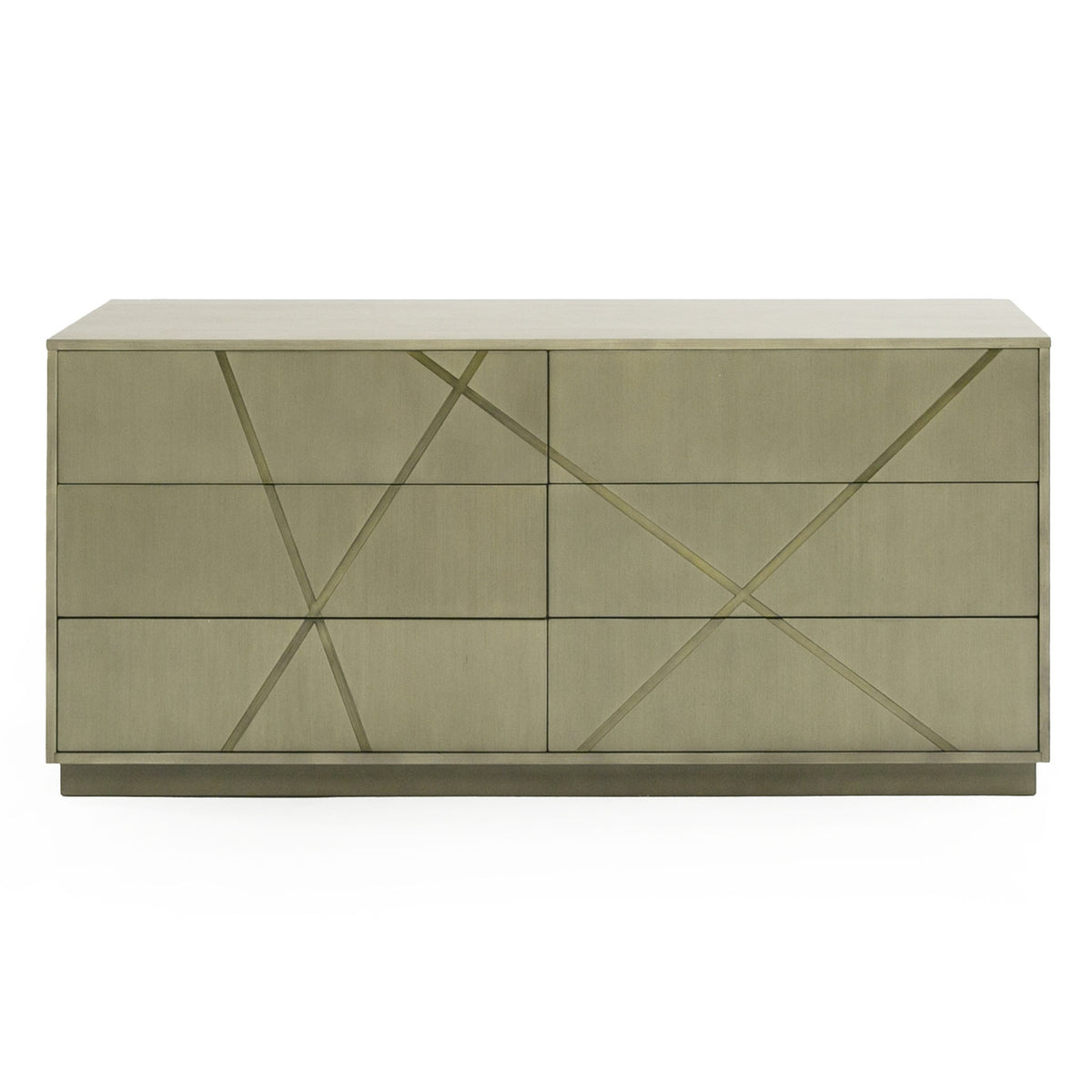 Nixa Modern Wide Birch + Brushed Bronze Dresser