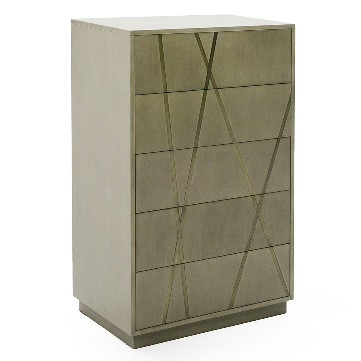 Nixa Modern Wide Birch + Brushed Bronze Chest